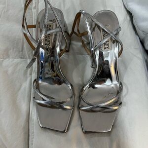 Badgley Mischka Metallic Silver Heels